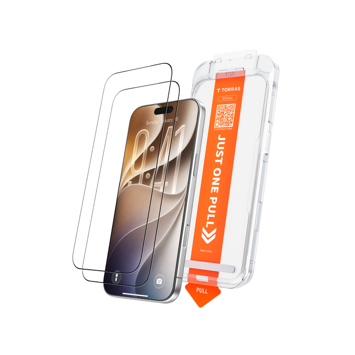 HD Shield Ultra 3X screen protector two-pack with the one-pull installation tray on black