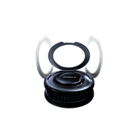 PolarCircle wireless charger on a black background with its fold-out ring stand and magnetic ring lifted away to show the structure