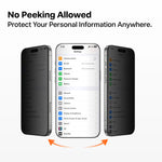 Privacy Shield 12X Shockproof Screen Protector for iPhone 17 Pro Max