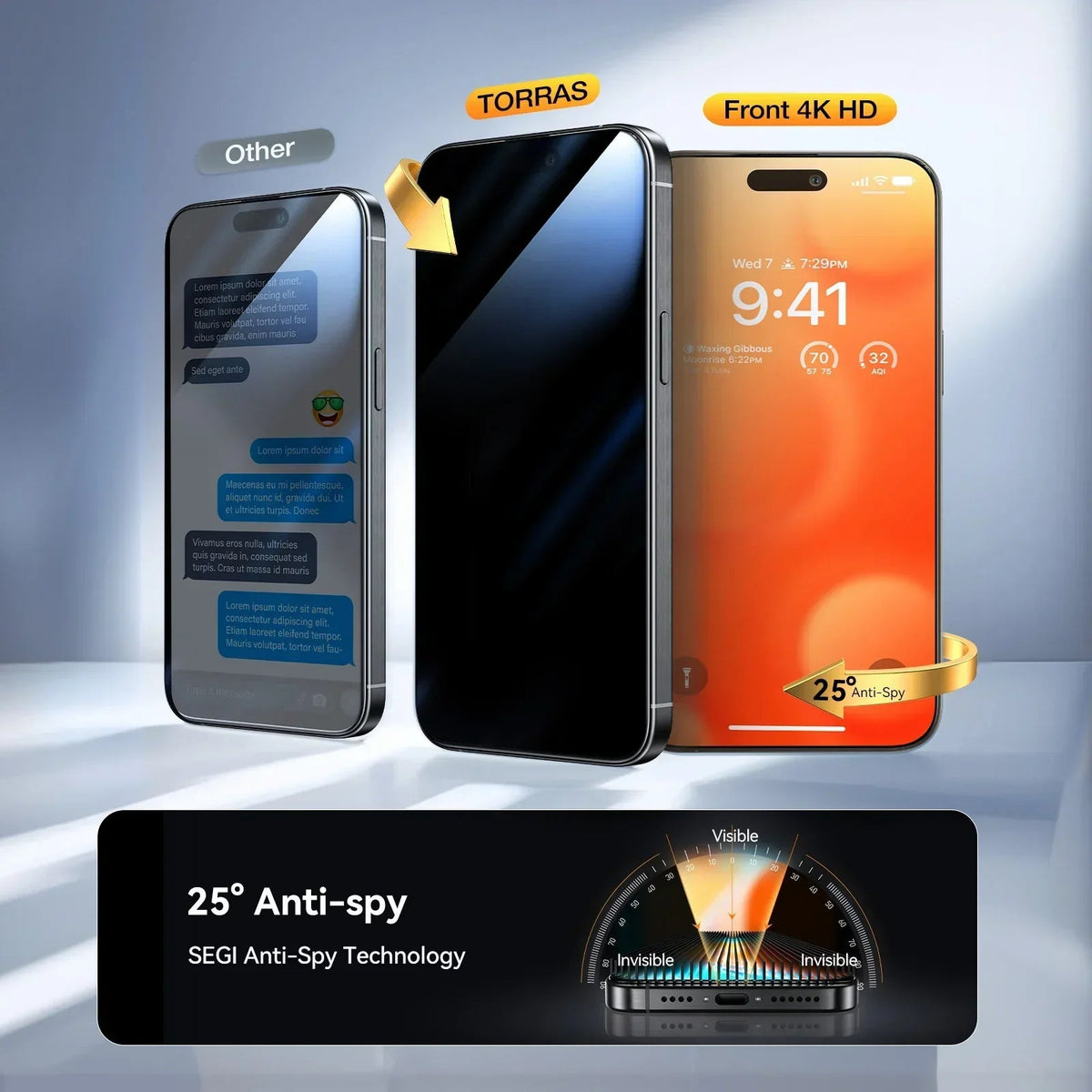 Privacy Shield 12X Shockproof Screen Protector for iPhone 16 Pro