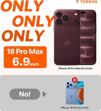 TORRAS Crystal Clear Anti-Yellowing Case – Model compatibility notice: iPhone 18 Pro Max 6.9 inch only, not iPhone 18 Pro