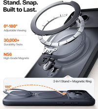 TORRAS Ostand Q1 Guardian case for iPhone 18 Pro Max – Ring stand exploded view: 0–180° adjustable viewing, 30,000+ durability tests, N56 magnets, 2-in-1 stand and magnetic ring