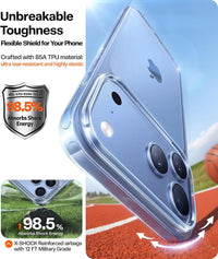 TORRAS Crystal Clear Anti-Yellowing Case – Flexible 85A TPU case with X-Shock reinforced airbags absorbing drop impact
