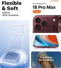 TORRAS Crystal Clear Anti-Yellowing Case – Flexible, soft clear case with a 100% fit for iPhone 18 Pro Max