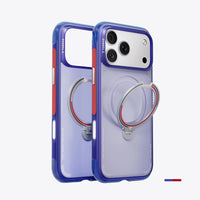 Ostand Q3 Air Football limited-edition case in violet with red and blue trim and a ring stand
