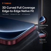 3D curved full-coverage edge-to-edge fit, with insets showing the wrapped edge and case clearance