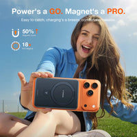 TORRAS EasyGo MagStand Power Bank with magnetic wireless charging, built-in O-Stand, and hands-free phone stand