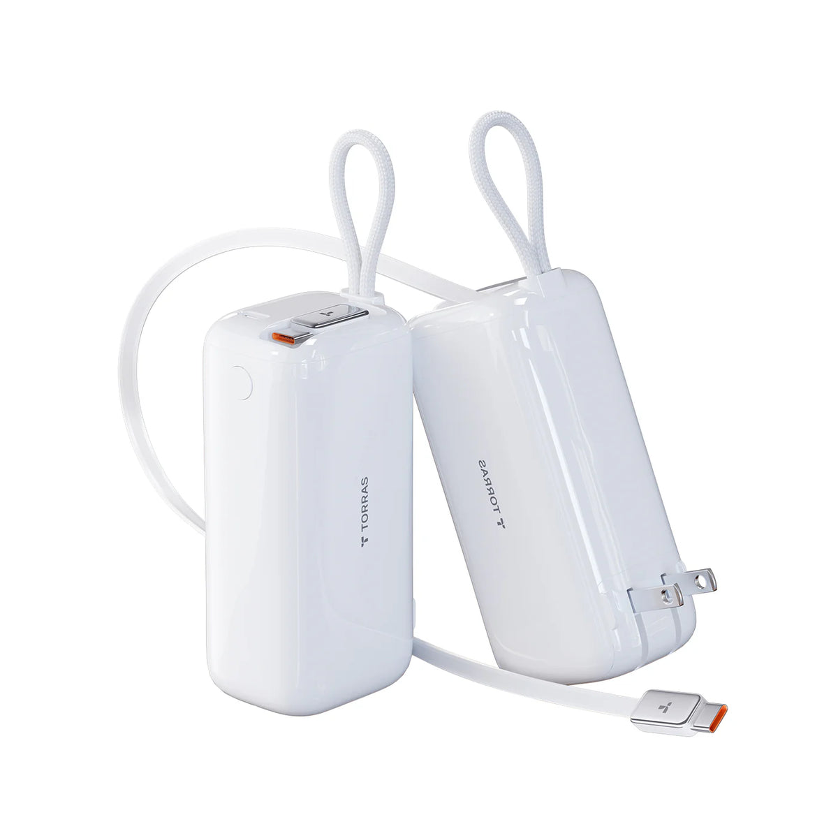 TORRAS EasyGo Pro 3-in-1 Power Bank with 45W fast charging, 10000mAh capacity, and built-in retractable cable