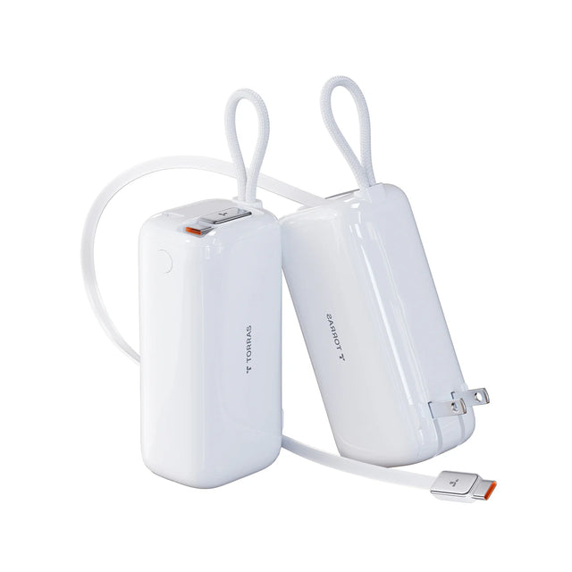 TORRAS EasyGo Pro 3-in-1 Power Bank with 45W fast charging, 10000mAh capacity, and built-in retractable cable
