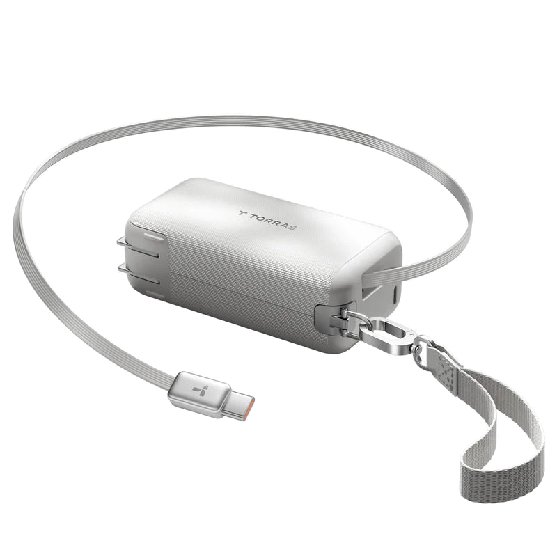 TORRAS EasyGo Wearable Power Bank 45W 10K mAh with matte finish, clip-on design, and fast charging support