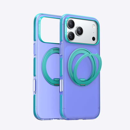 TORRAS Ostand O3 Hue Case for iPhone 17 Pro Max with 360° rotatable stand, colorful design, and MagSafe compatibility