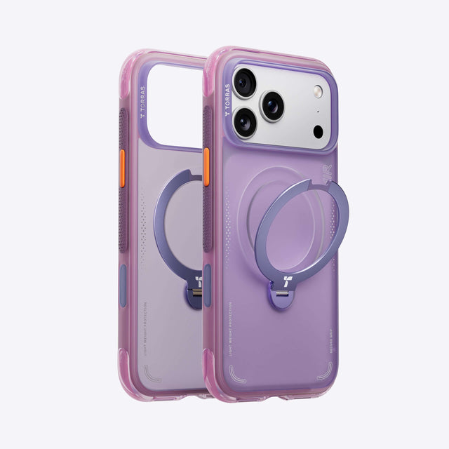 TORRAS Ostand Q3 Air Colorblock Case for iPhone 17 Pro Max with 360° rotating stand and air dynamic cushioning