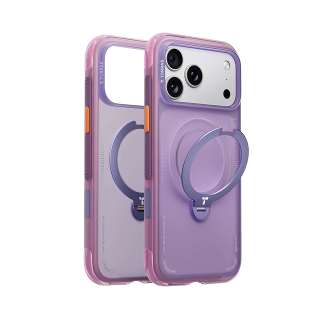 TORRAS Ostand Q3 Air Colorblock Case for iPhone 17 Pro Max with 360° rotating stand and air dynamic cushioning