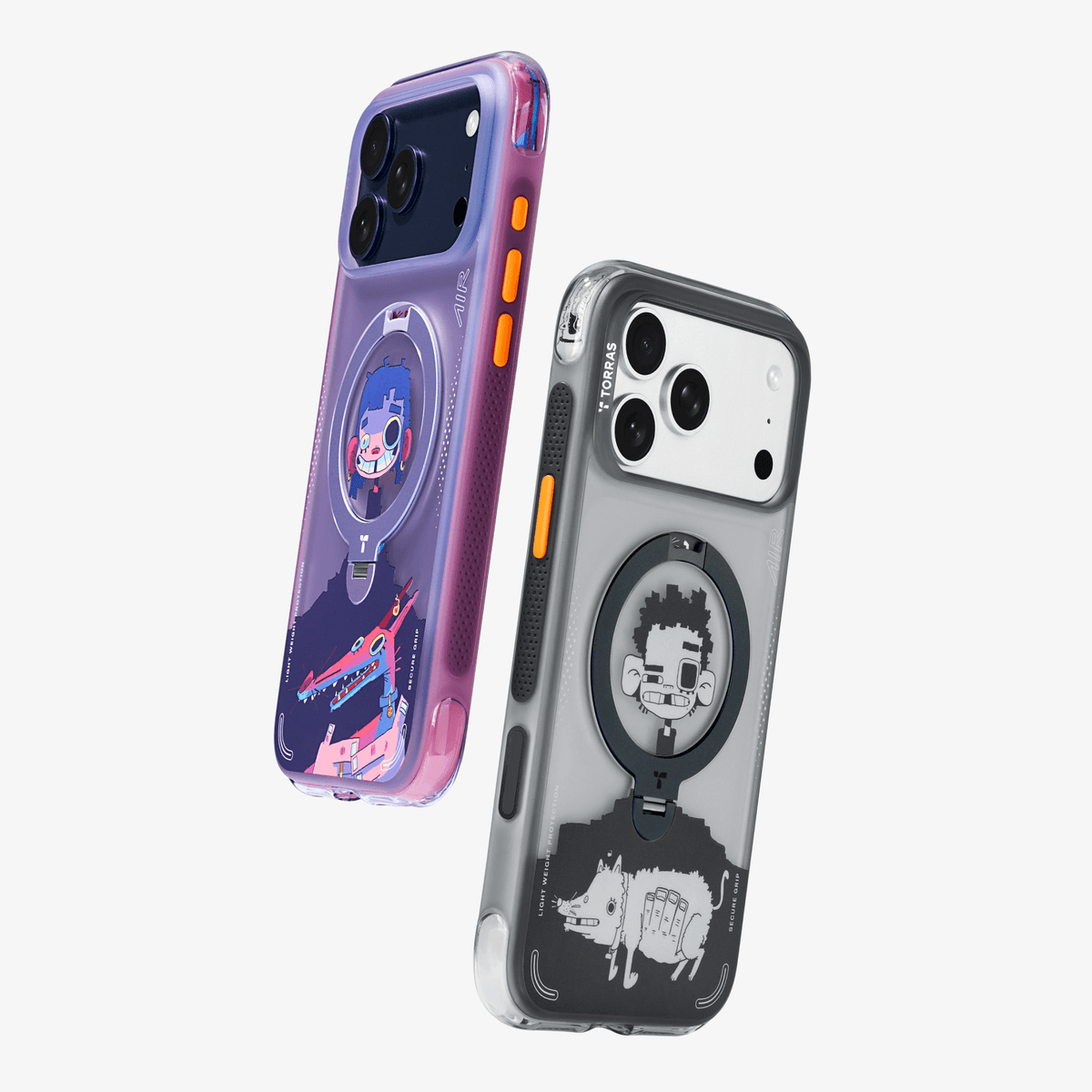 TORRAS x GAWX Ostand Q3 Air iPhone 17 Pro Max case with 360° spin stand and airbag protection