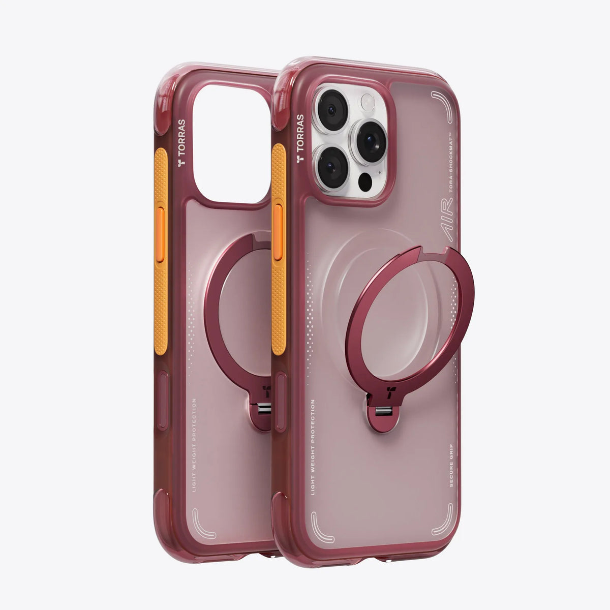 Ostand Q3 Air Lava Red case for iPhone 16 Pro Max with 360 ring stand