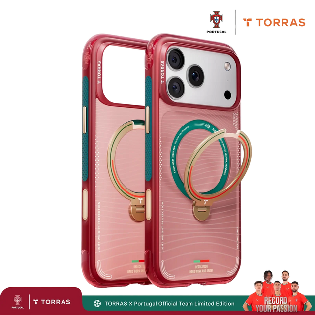 TORRAS Ostand Q3 Air Portugal Limited Case for iPhone 17 Pro Max with football-inspired design and secure grip