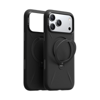 TORRAS Ostand Q3 Silicone Case for iPhone 17 Pro Max with 360° spin stand, velvet-lined interior, and food-grade liquid silicone