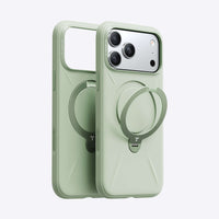 TORRAS Ostand Q3 Silicone Case for iPhone 17 Pro Max with 360° spin stand, velvet-lined interior, and food-grade liquid silicone