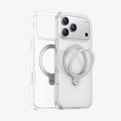 TORRAS Ostand Q3 Spin Case for iPhone 17 Pro Max with 360° spin stand, 18N magnetic hold, and 12 ft drop protection
