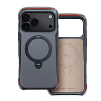 TORRAS Ostand Q3 Air Pro case for iPhone 18 Pro/Pro Max in gray with the Be Here Now interior design, dual case angle