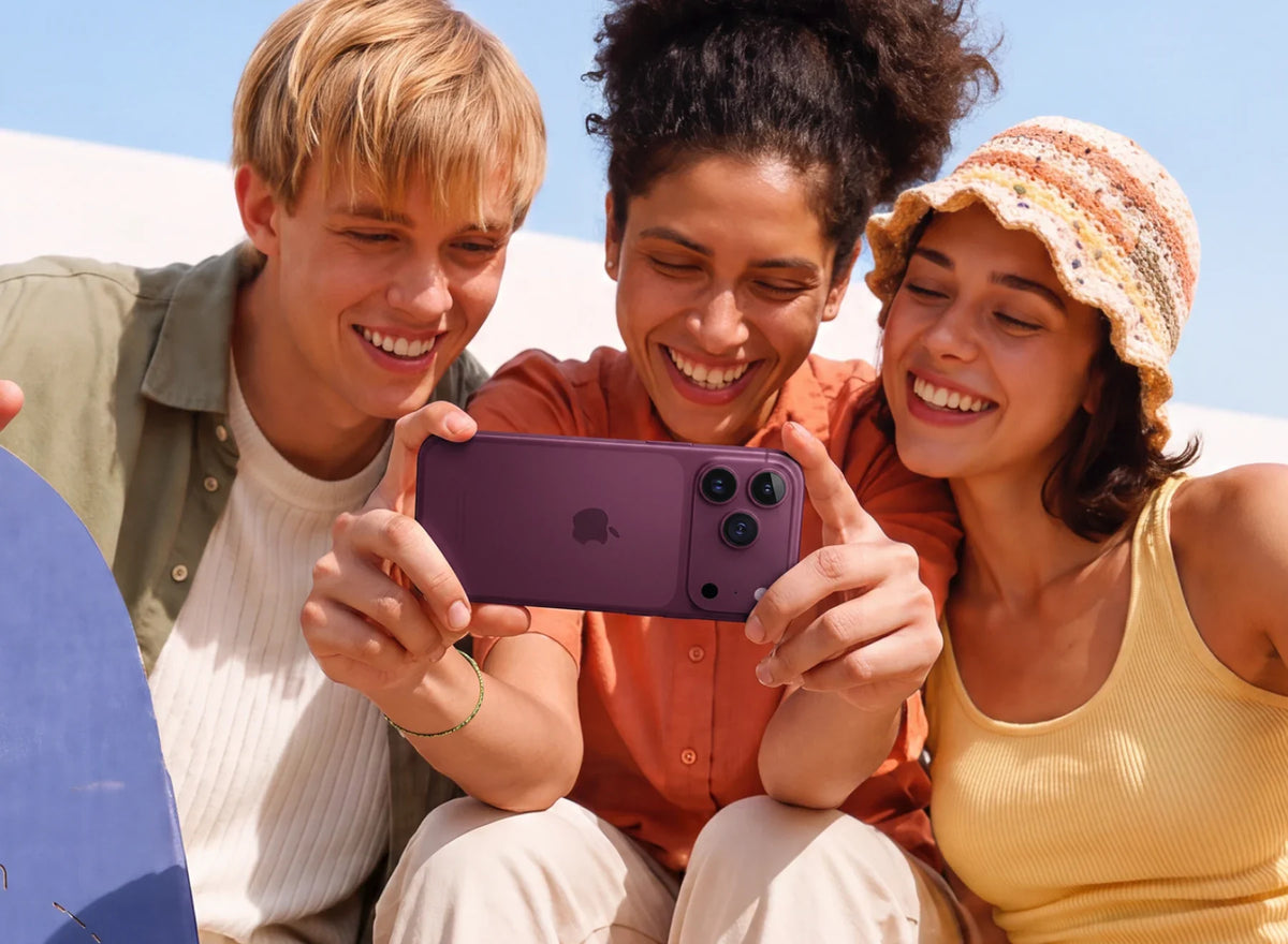 CameraGo lens protector — selfie with phone on grass field