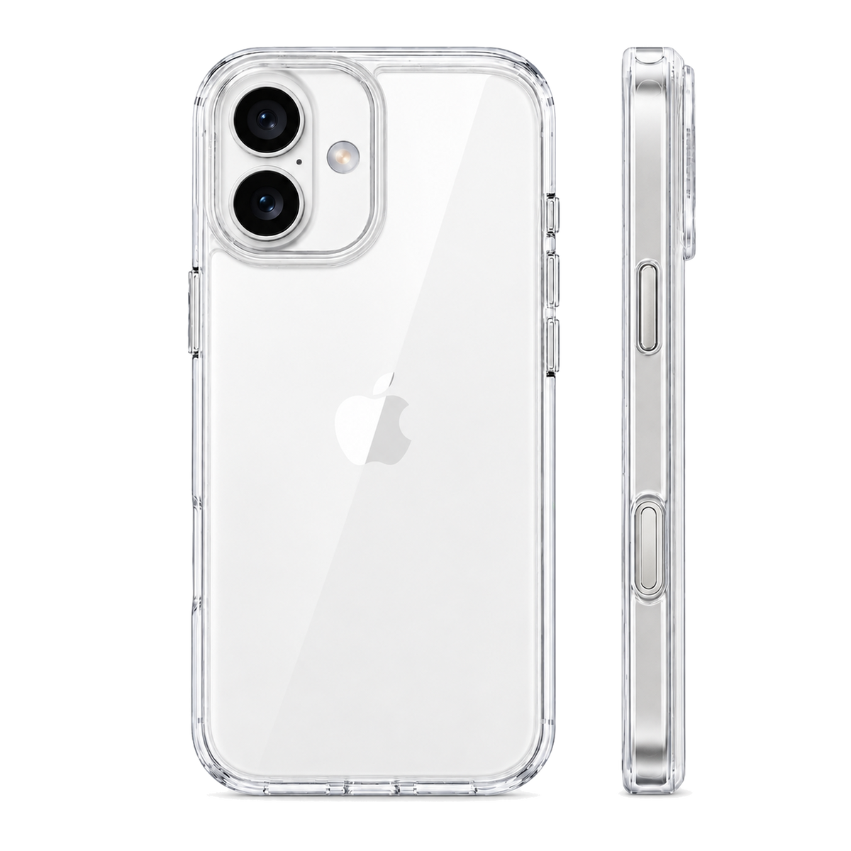 Crystal Clear TORRAS Crystal Clear anti-yellowing case on iPhone 17, back and side views