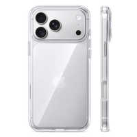 Crystal Clear TORRAS Crystal Clear anti-yellowing case on iPhone 17 Pro, back and side views