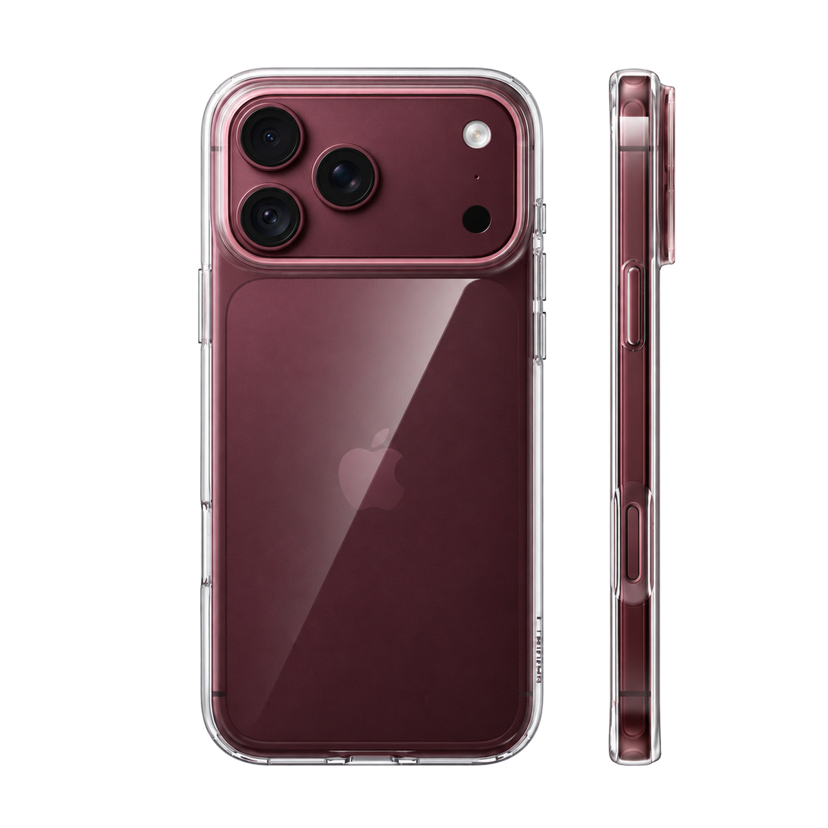 Crystal Clear TORRAS Crystal Clear anti-yellowing case on iPhone 18 Pro Max, back and side views