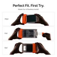 Perfect fit on the first try — align, pull, and roll installation steps with the TORRAS roller installation kit