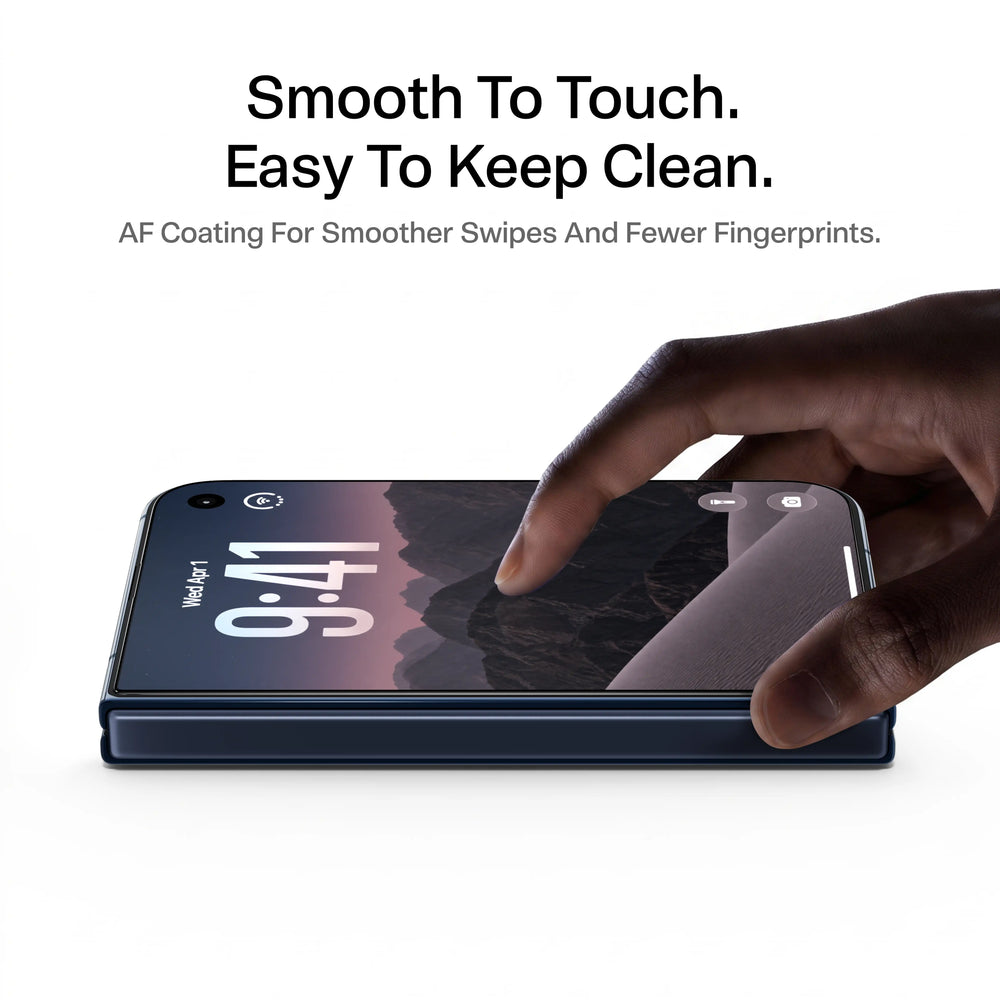 Smooth to touch, easy to keep clean — AF coating for smoother swipes and fewer fingerprints on iPhone Duo
