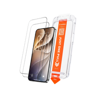 HD Shield Ultra sheets and one-pull installation tray beside a Samsung Galaxy, on black