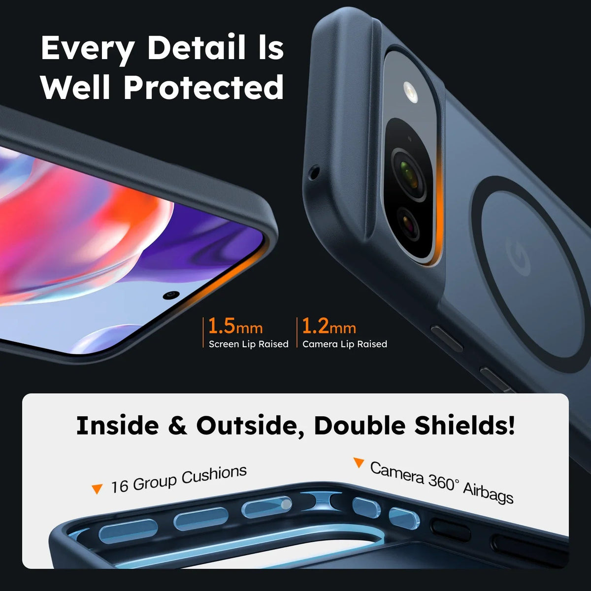 Ostand Guardian Mag for Google Pixel Case - Google Pixel 9a Black