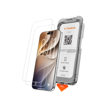 Screen protector sheets with the one-pull installation tray, shown on black