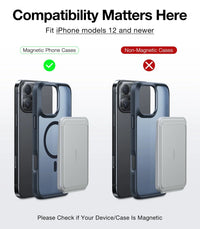 TORRAS minimalist leather wallet magnetically attaches to iPhone 12+ MagSafe case.