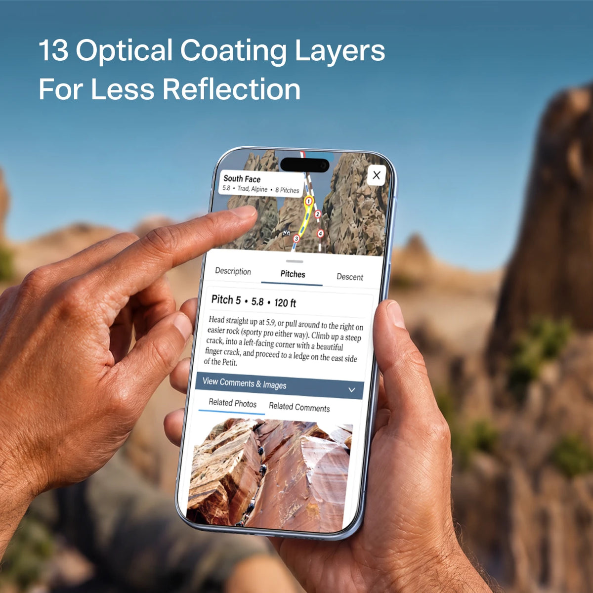 OrigArmor Prime anti-reflective screen protector for iPhone 18 Pro & 18 Pro Max - 13 optical coating layers for less reflection