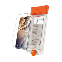 OrigArmor AR screen protector with its applicator frame and instruction card, on black