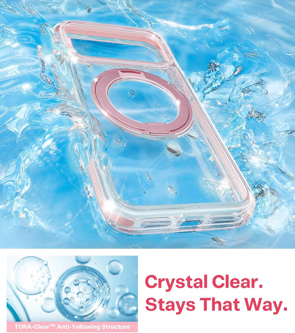 Clear Pink Ostand O3 Light in water — crystal clear back that stays that way, anti-yellowing