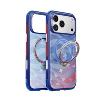 Starlight Q3 Air Football case, an empty shell and one on an iPhone 18 Pro Max: blue frame, stars-and-stripes back