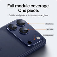 CameraGo lens protector — full module coverage, one-piece metal plate with 9H+ aerospace glass