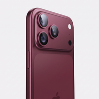 LensGuard lens protector rings on the camera module of a cherry red iPhone 18 Pro