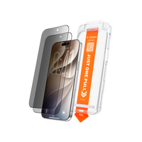 Privacy Shield Ultra 3X sheets with the one-pull installation tray beside an iPhone, on black