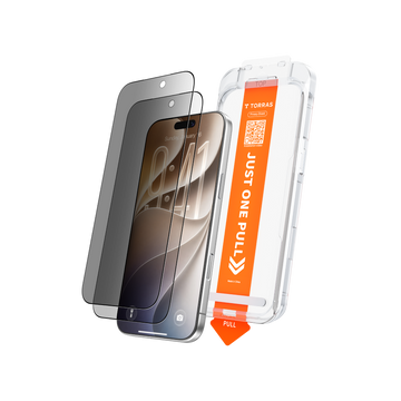 Privacy Shield Ultra 3X sheets with the one-pull installation tray beside an iPhone, on black