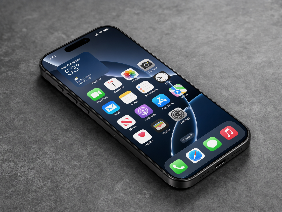 Vibrant true-color low-haze screen on iPhone 17 Pro Max with SunView AR