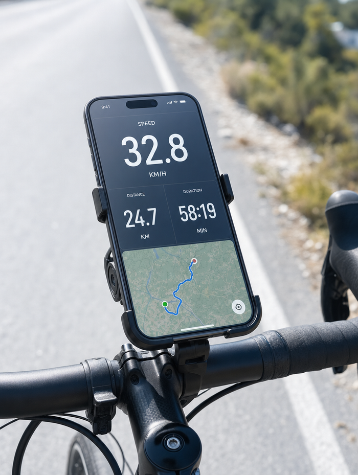 Cycling stats readable in daylight on iPhone 17 Pro Max with SunView AR