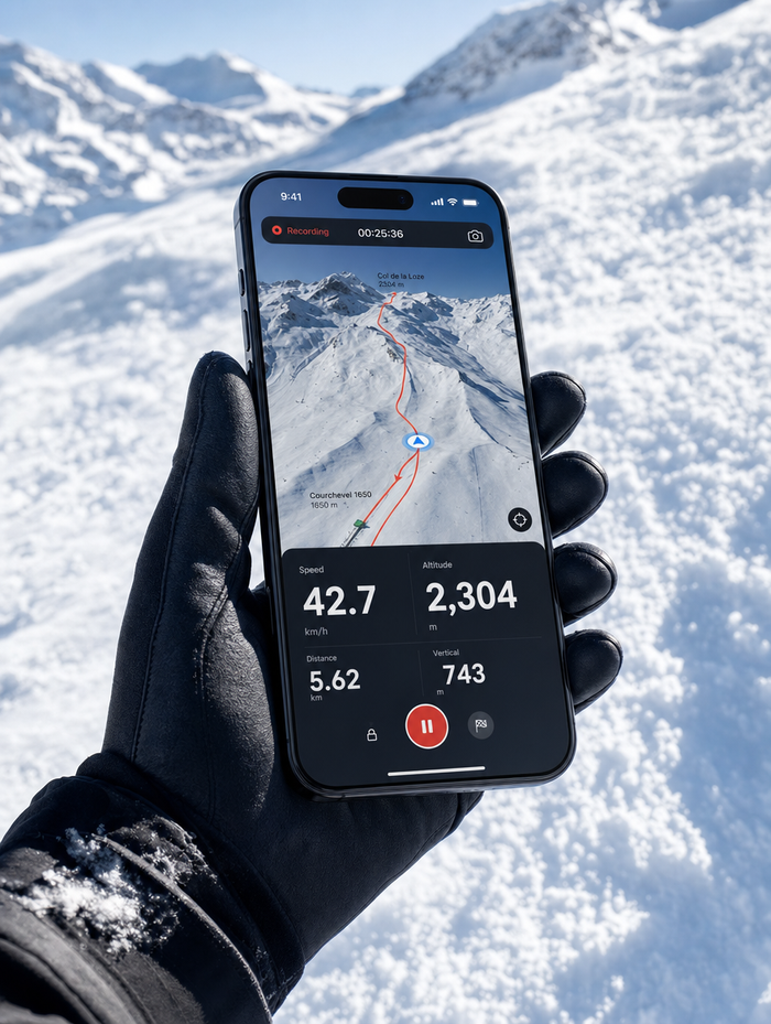 Ski app readable against snow glare on iPhone 17 Pro Max with SunView AR