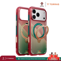 TORRAS x Portugal FPF case in red-to-green, shown with the federation crest, team lockup and a players photo