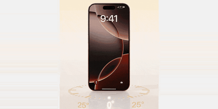 Phone rotating to show a privacy screen going black beyond a 25 degree viewing angle