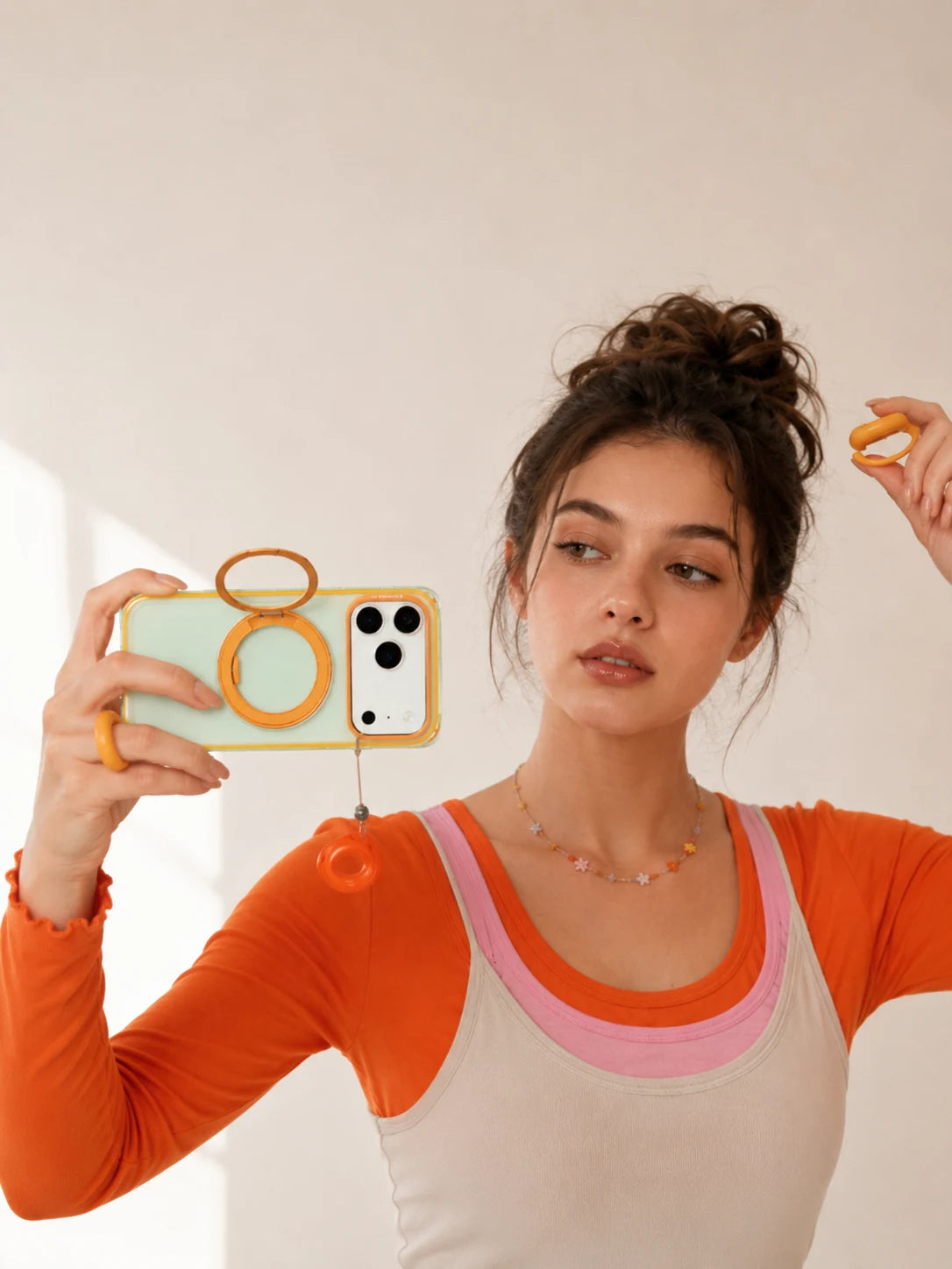 Everyday carry — iPhone in a soft-touch TORRAS Ostand silicone case.
