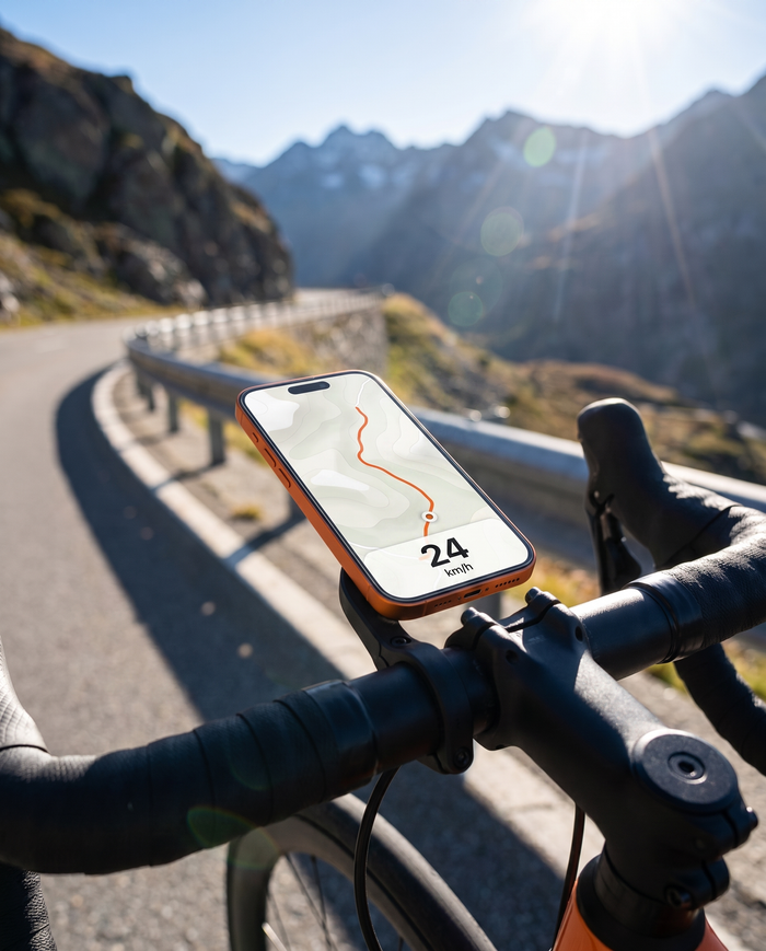 SunView AR on a bike mount — route stays legible in alpine backlight